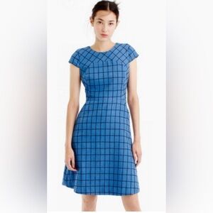 Jcrew Windowpane Tweed Blue Checkered Women's Dress A-line size 4
